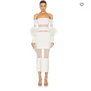LAPOINTE Sheer Cotton Viscose Intarsia Ostrich Dress
